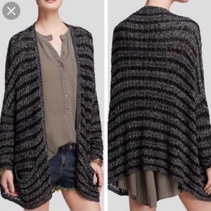 Free People Last Night Black and Gray Striped Cardigan